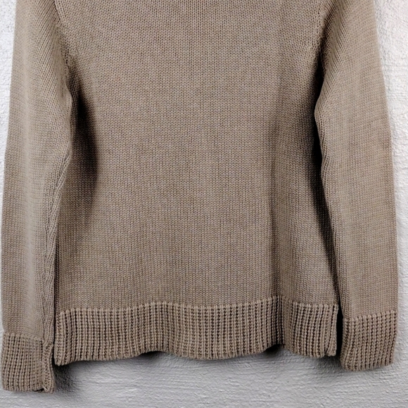 Liz Claiborne Tan Turtleneck Long Sleeve Pull Over Ribber Medium Knit Sweater - Picture 9 of 10
